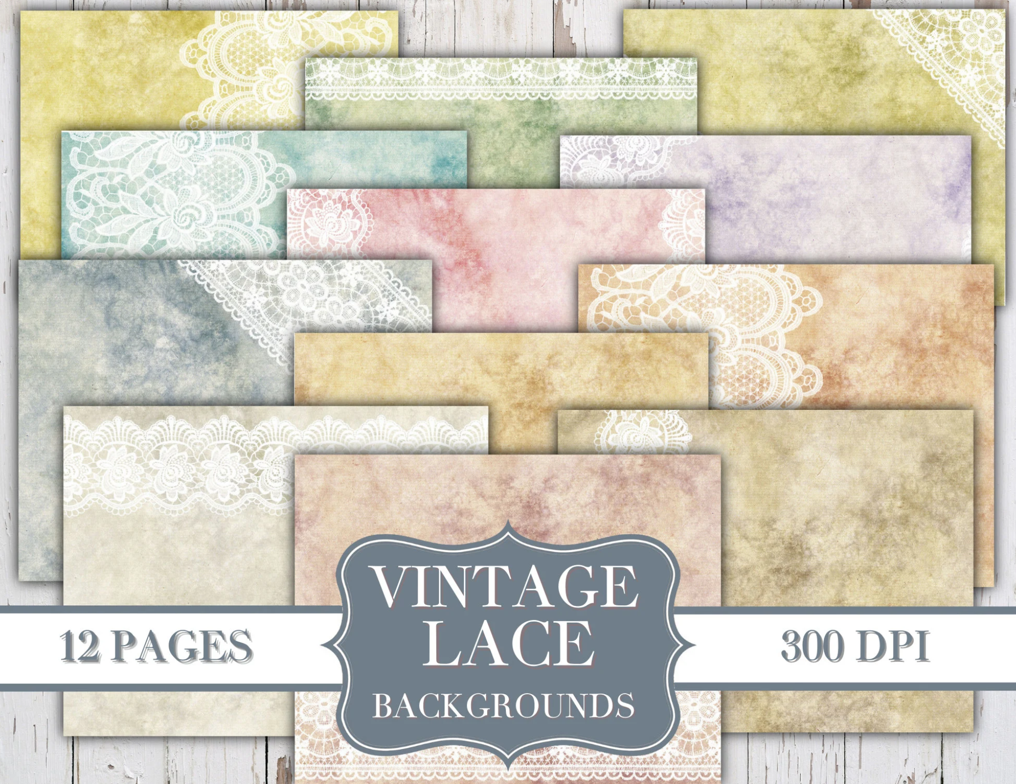 Vintage Lace Background Junk Journal Kit - Digital Paper Prints - Scrapbook - Vintage Books - Ephemera - Paper - Journal Pages