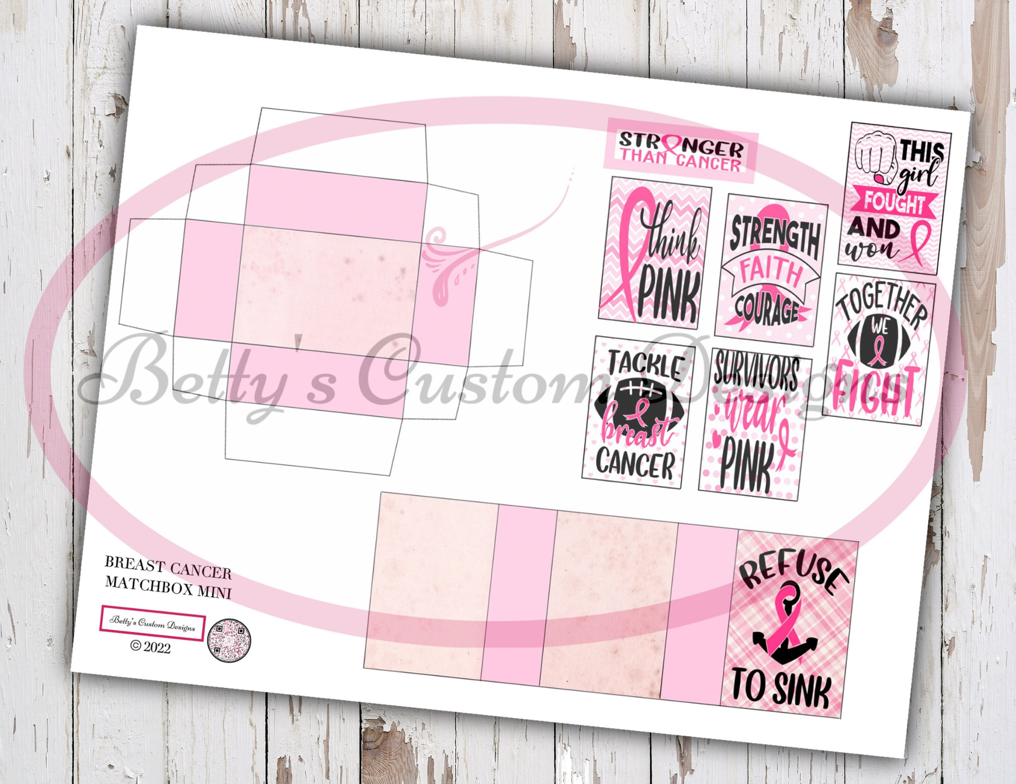 Fight Breast Cancer Matchbox Mini - Junk Journal - Ephemera - Embellishment - Scrapbook - Stocking Stuffer - Christmas Gift - Steampunk