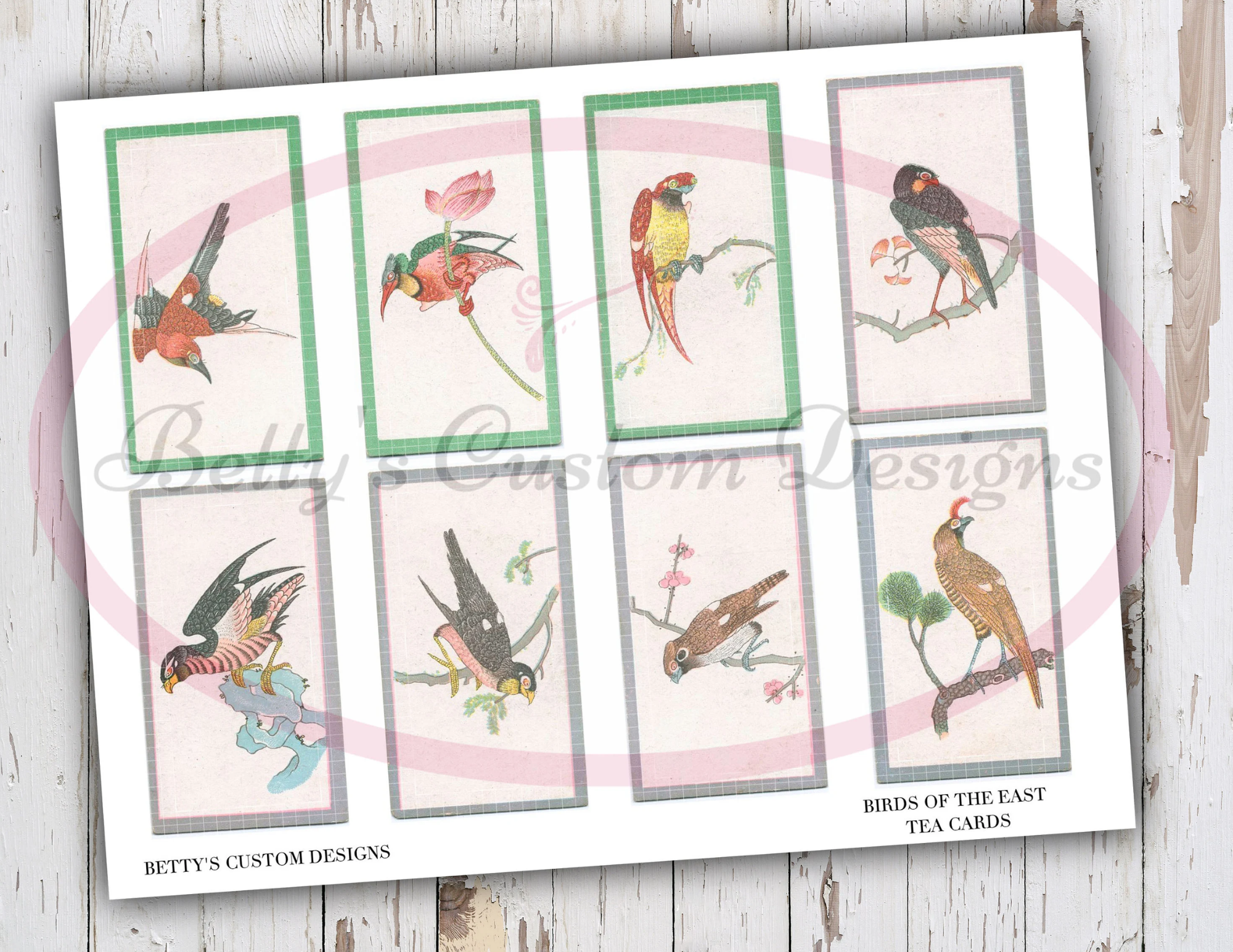 Birds of the East - Faux Tea Cards - Digital Tea Cards - Vintage Tea Cards - Printable - Junk Journal - Embellishment - Ephemera