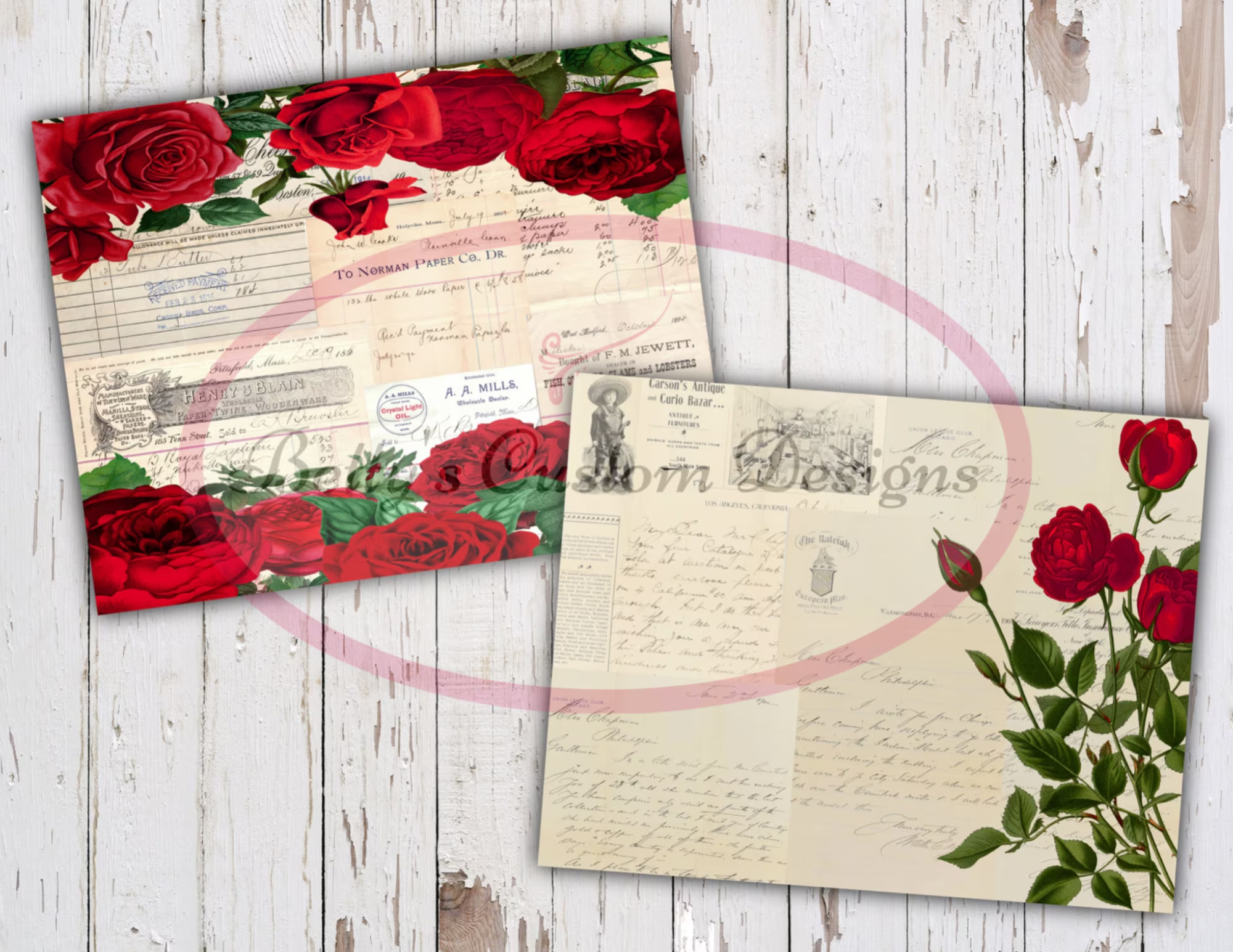 Crimson Glory Junk Journal Kit - Digital Paper Prints - Scrapbook - Vintage Books - Ephemera - Antique Paper - Journal Pages - Spring