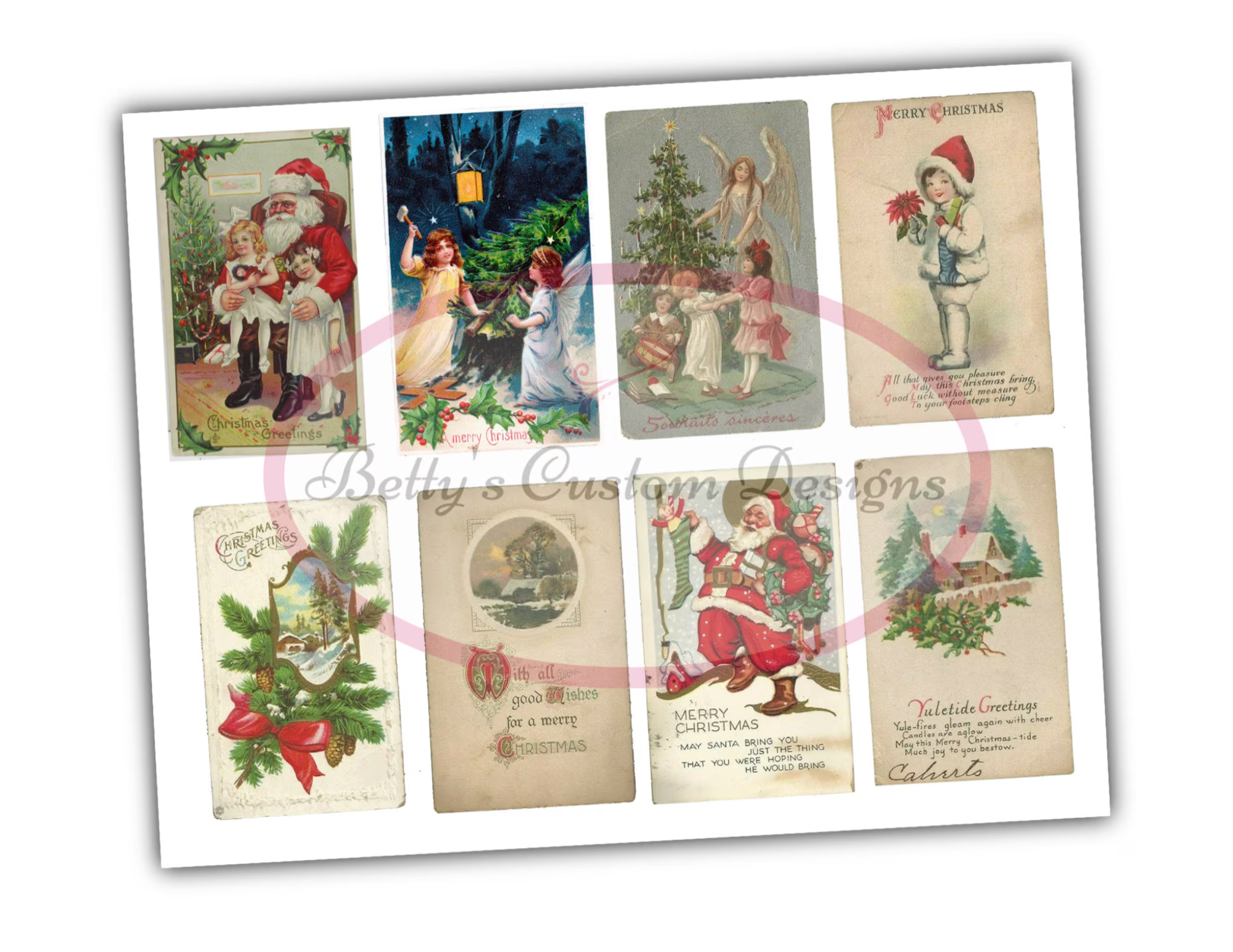Vintage Christmas Postcards - Printable - Ephemera - Junk Journal - Digital - Collage Sheet - Scrapbook - Planner - Embellishment