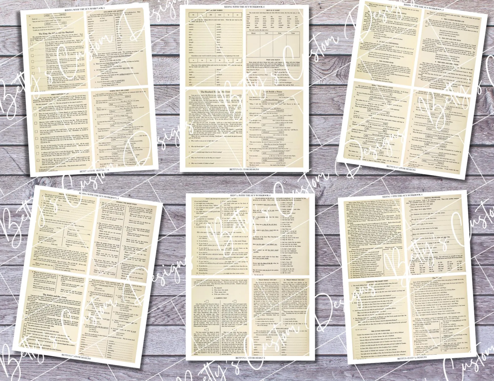 Vintage School Workbook - Riding with the Sun - Elementary Primer - Digital Junk Journal - Vintage Ephemera - Printable