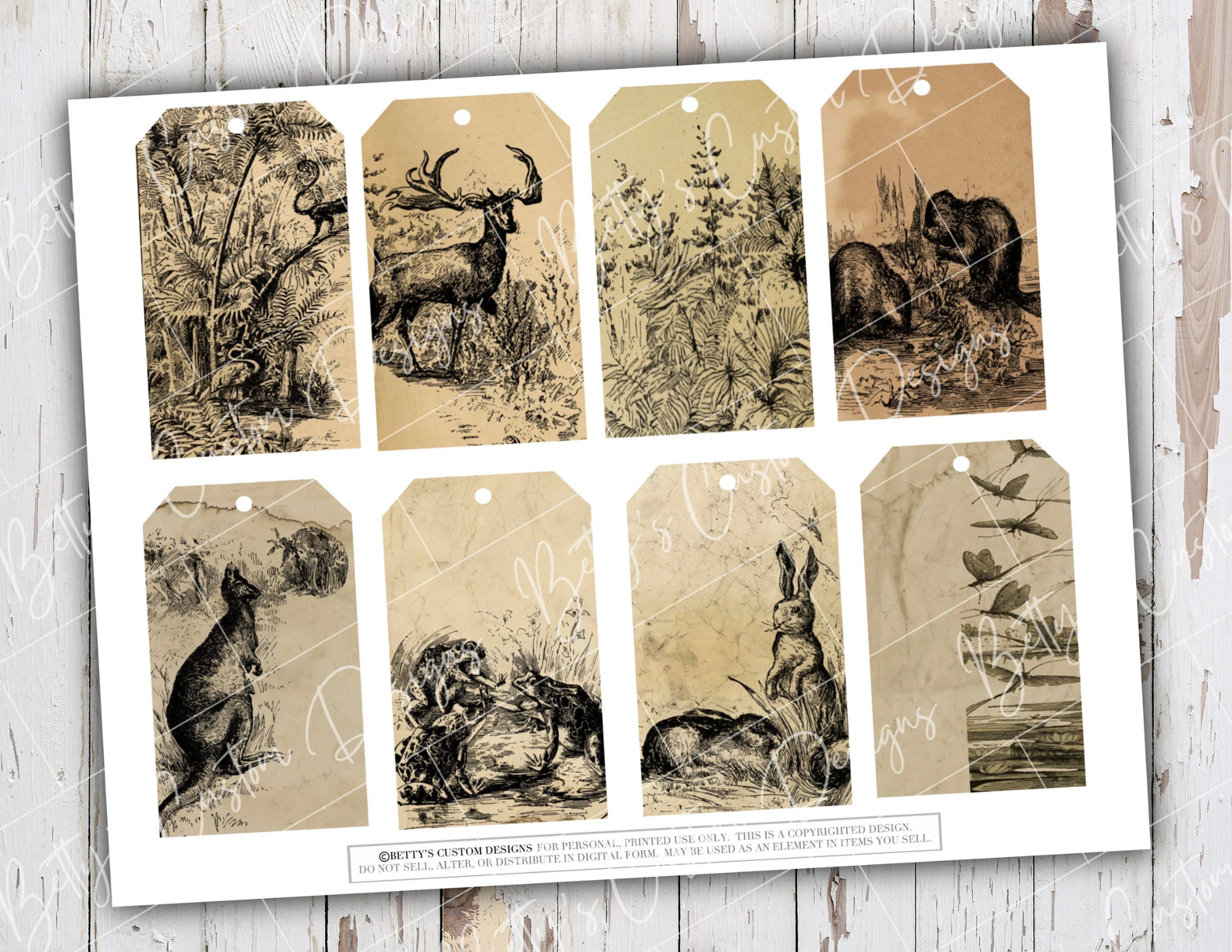Woodland Vintage Style Tags - Junk Journal - Ephemera Pack - Junk Journal - Embellishment - Scrapbook - Digital Download - Printable