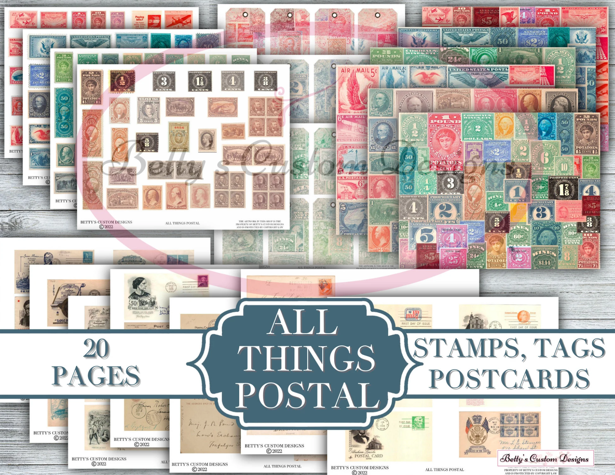 All Things Postal - Junk Journal Kit - Digital Paper Prints - Scrapbook - Vintage Books - Ephemera - Antique Paper - Journal Pages
