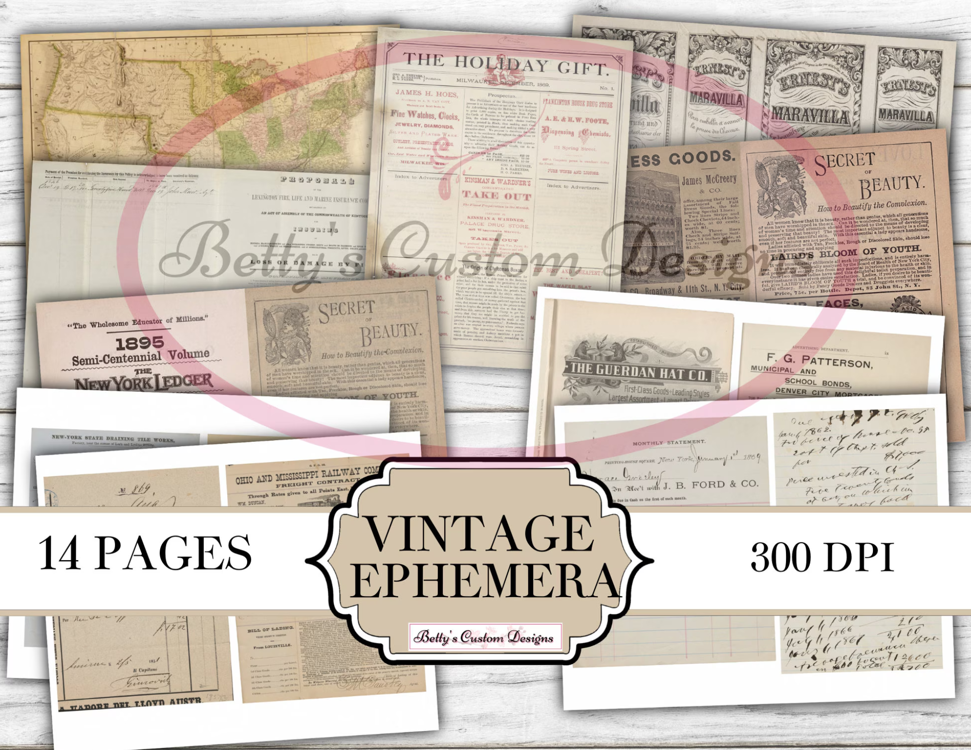 Vintage Ephemera - Kit 1 - Botanical - Ephemera - Junk Journal - Digital download - Postcard - ATC - Botanical Cards