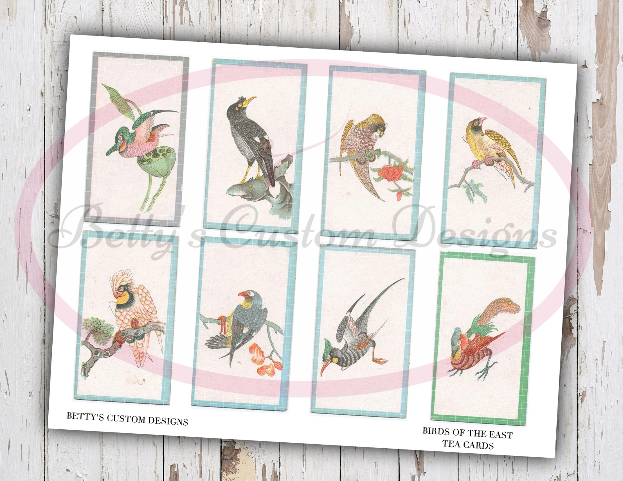 Birds of the East - Faux Tea Cards - Digital Tea Cards - Vintage Tea Cards - Printable - Junk Journal - Embellishment - Ephemera