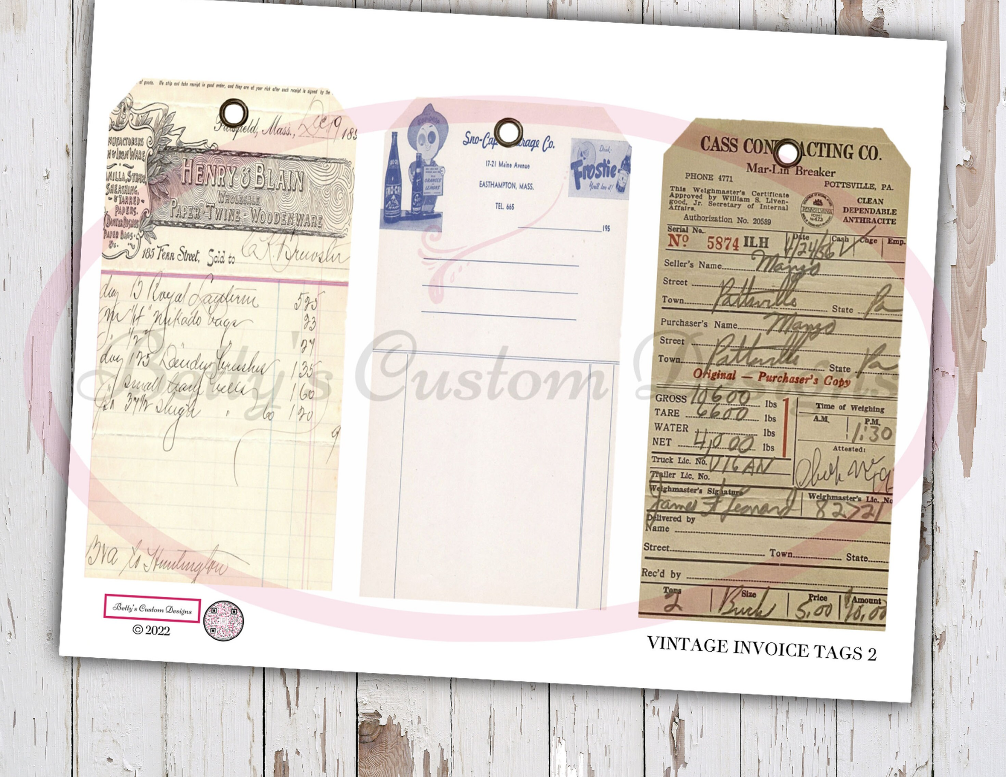 Vintage-Style Invoice Tags 2 - Printable Tags - Junk Journaling Digitals - Junk Journaling Tags - Ephemera - Vintage Tag - Vintage Tags