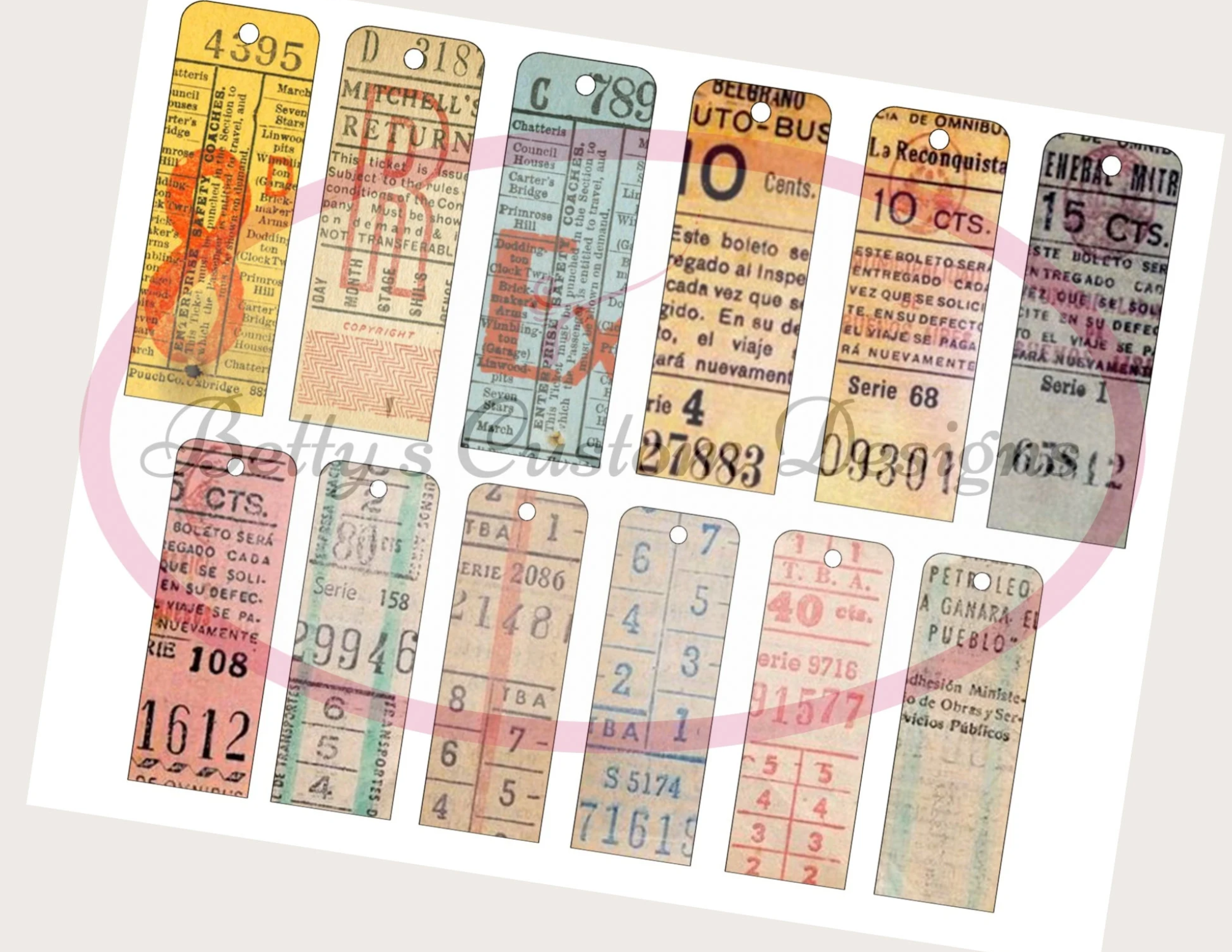 Vintage-Style Ticket Tags 2 - Printable - Ephemera - Junk Journal Label - Journal Phrases - Journal Words - Ephemera - Digital - Printable
