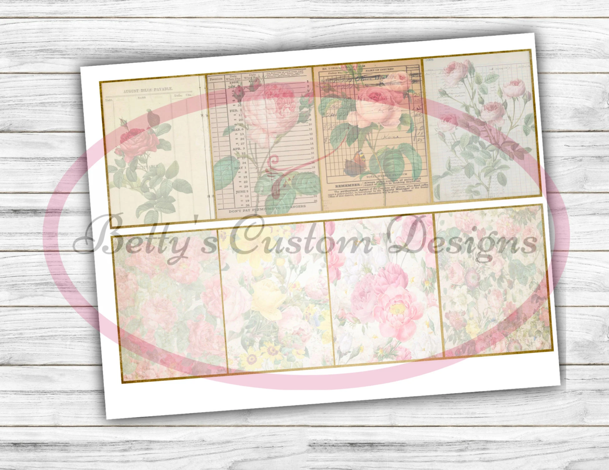 Vintage Florals Mini Journal Kit -  Digital Download - Full Journal Kit - Journal Template - Junk Journal - Printable - Gift Idea - ephemera