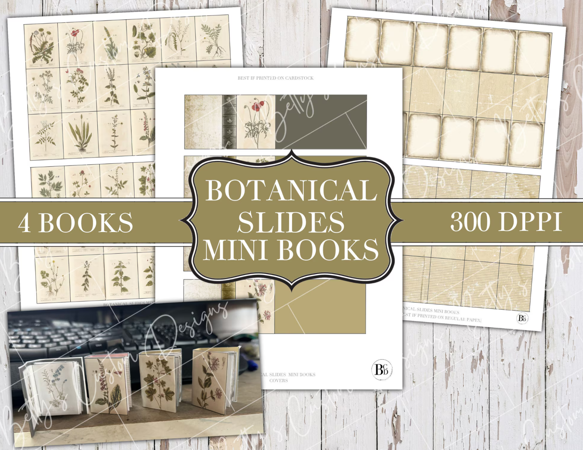 Botanical Slides Mini Books - Mini Journal - Mini Book - Digital - Printable - Vintage - Ephemera - Scrapbook - Planner - Miniature -