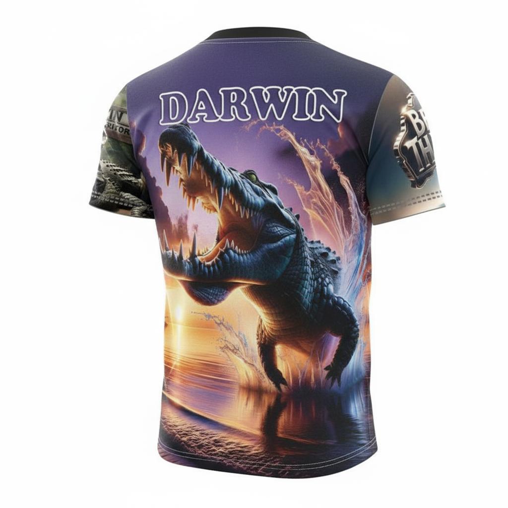 Darwin 'Crocodile and Iconic Sunset' Short Sleeve Print Polo Shirt