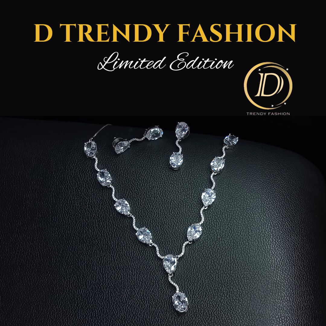 Elegant White AD Sliver Jewelry Set