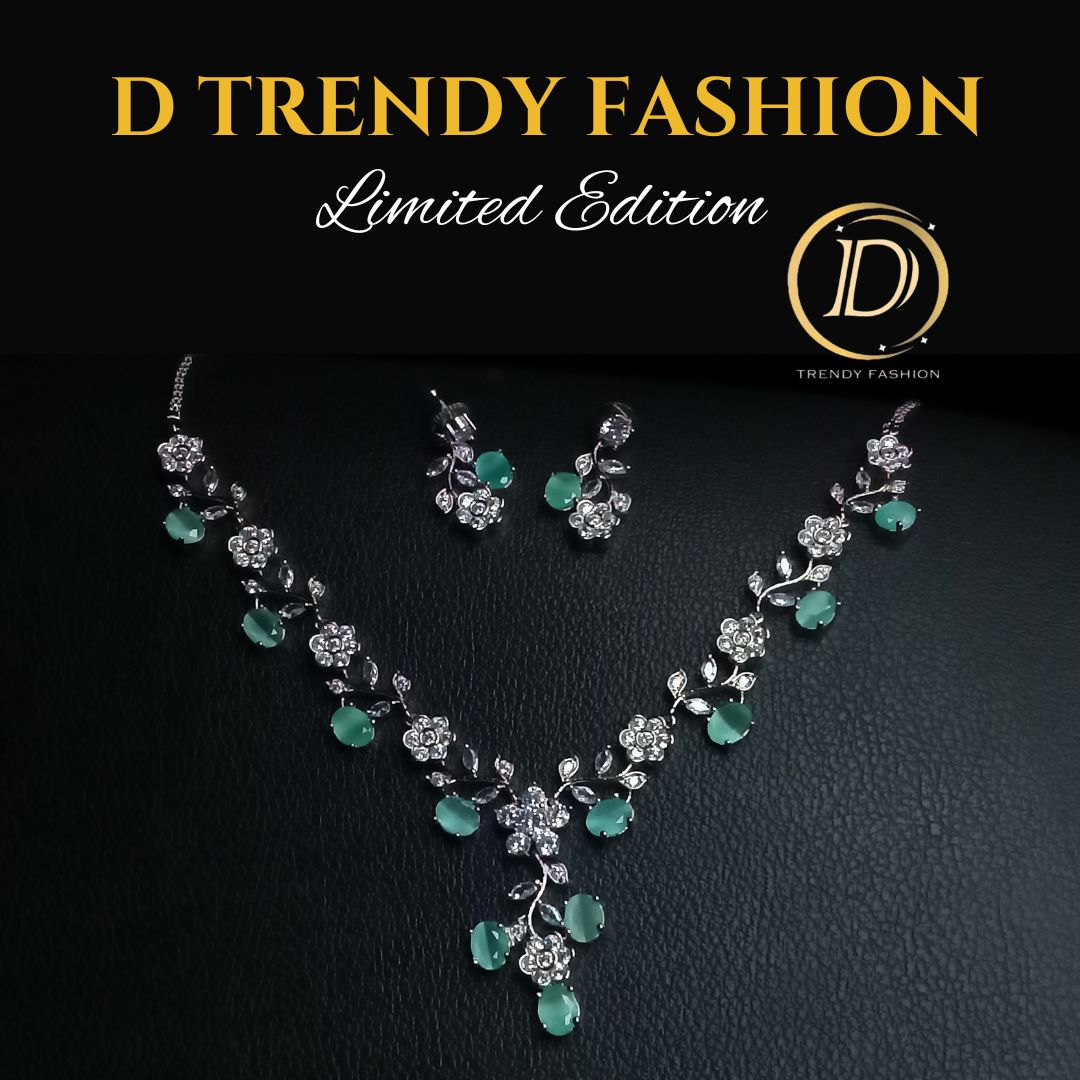 Elegant Mint Green AD Jewelry Set