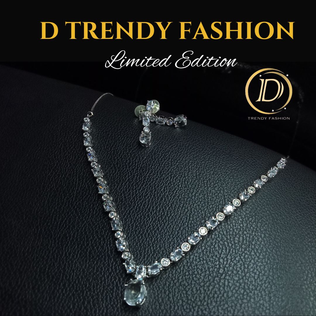 AD Necklace Set with White and Silver Color – Limited Edition