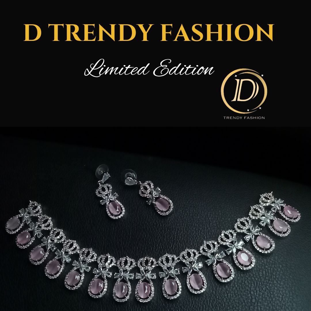 Pink Stone AD Necklace Set