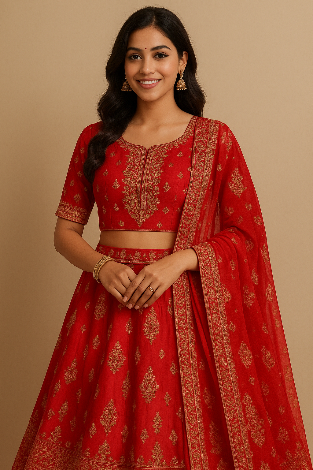 Red Embroidered Lehenga Choli