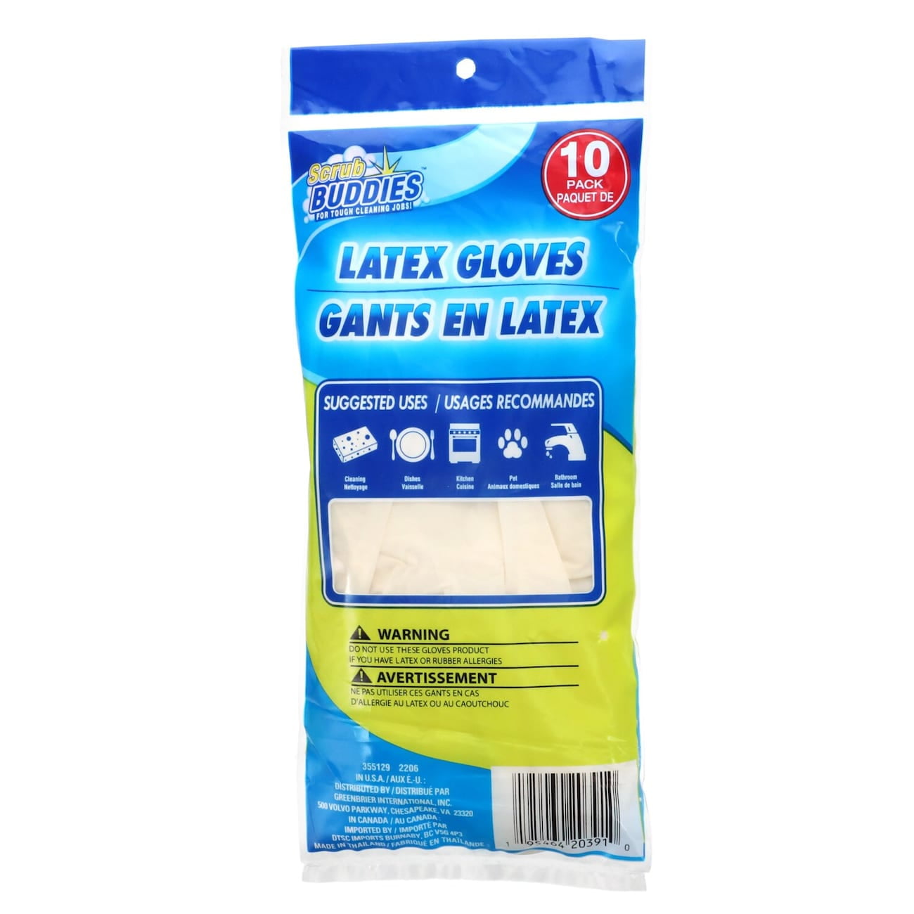 Scrub Buddies Latex Gloves, 10-ct. (2 pack)