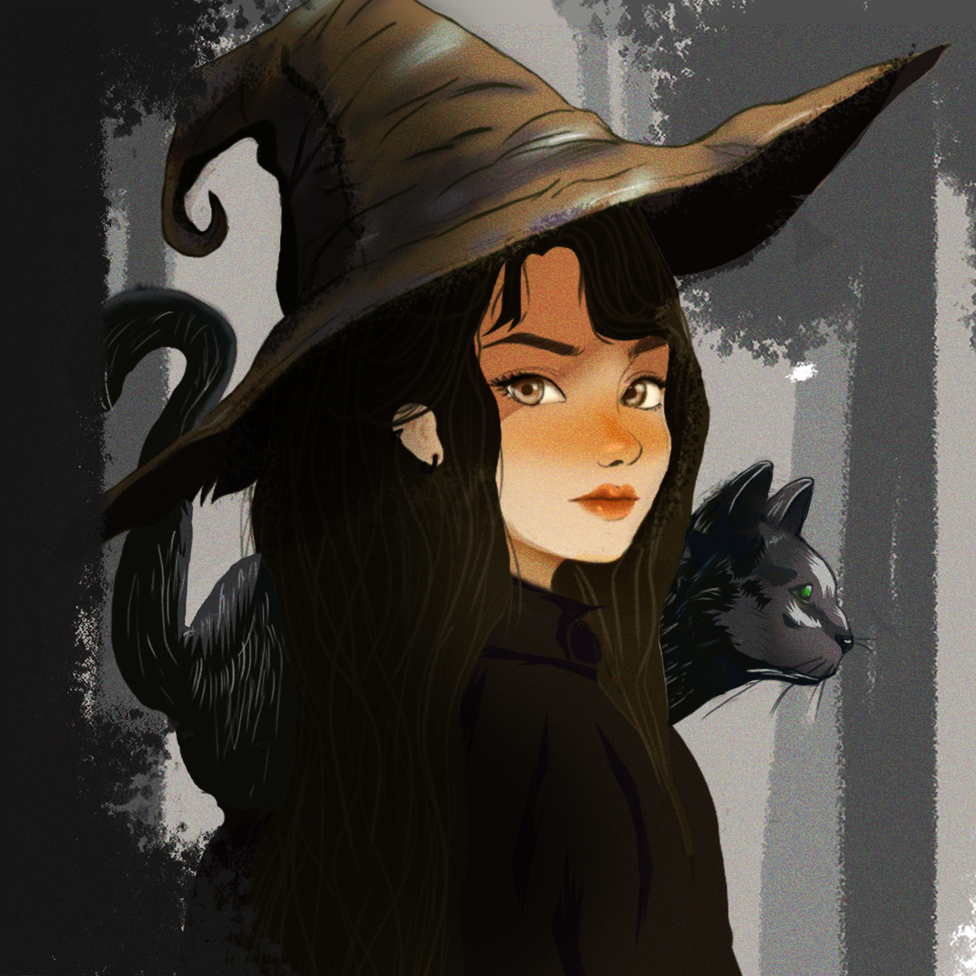 Into The Woods | Witch & Cat Fantasy Art Print