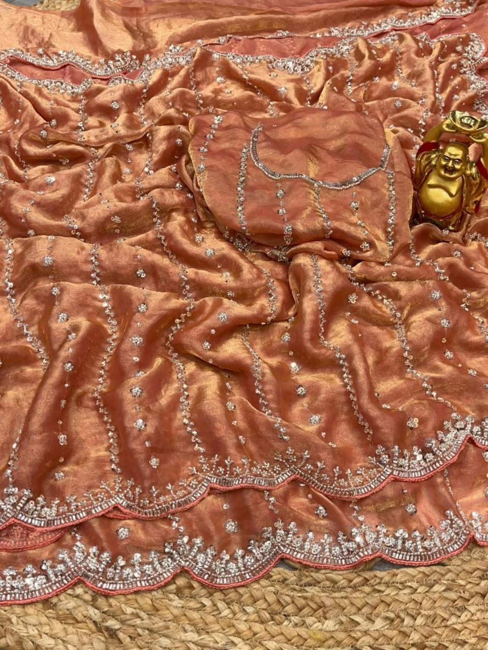 Space silk with all over beedswork 