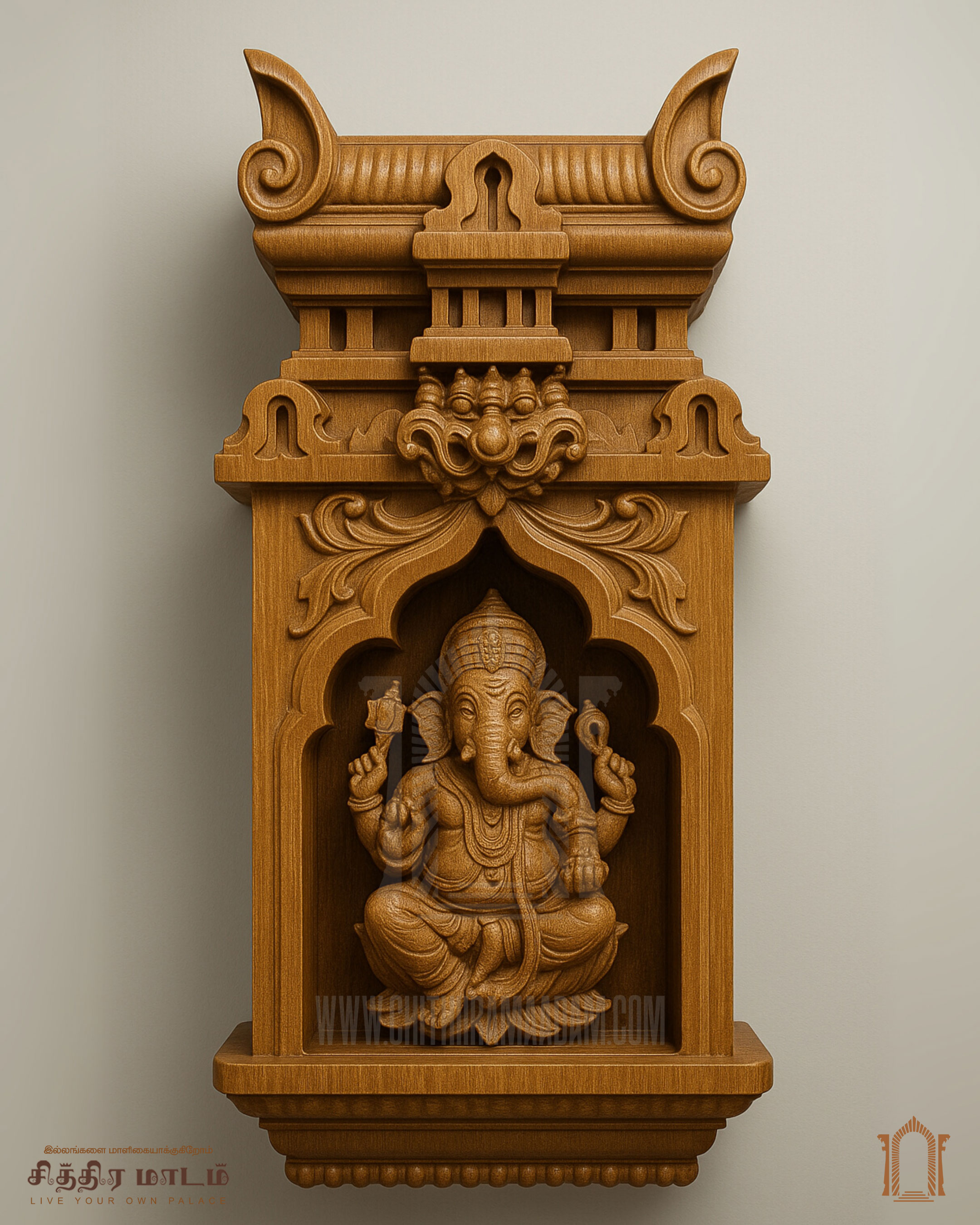 Vinayagar Teak Wood Pooja Maadam – Traditional Chettinad Home Shrine