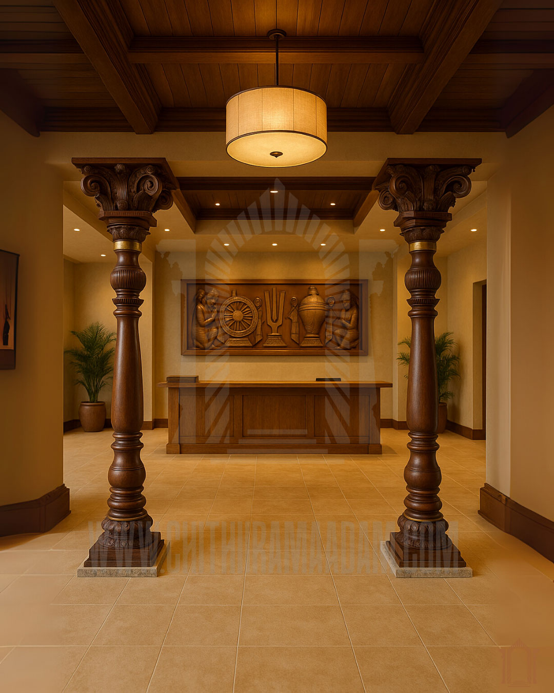 Ornate Wooden Pillar (Pair)