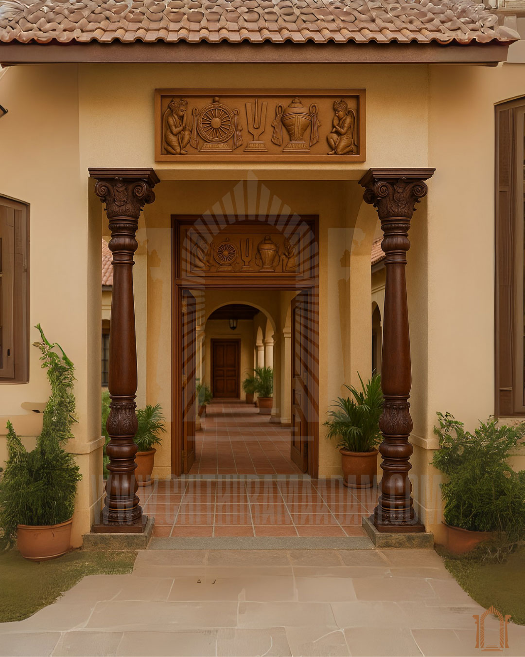 Ornate Wooden Pillar (Pair)