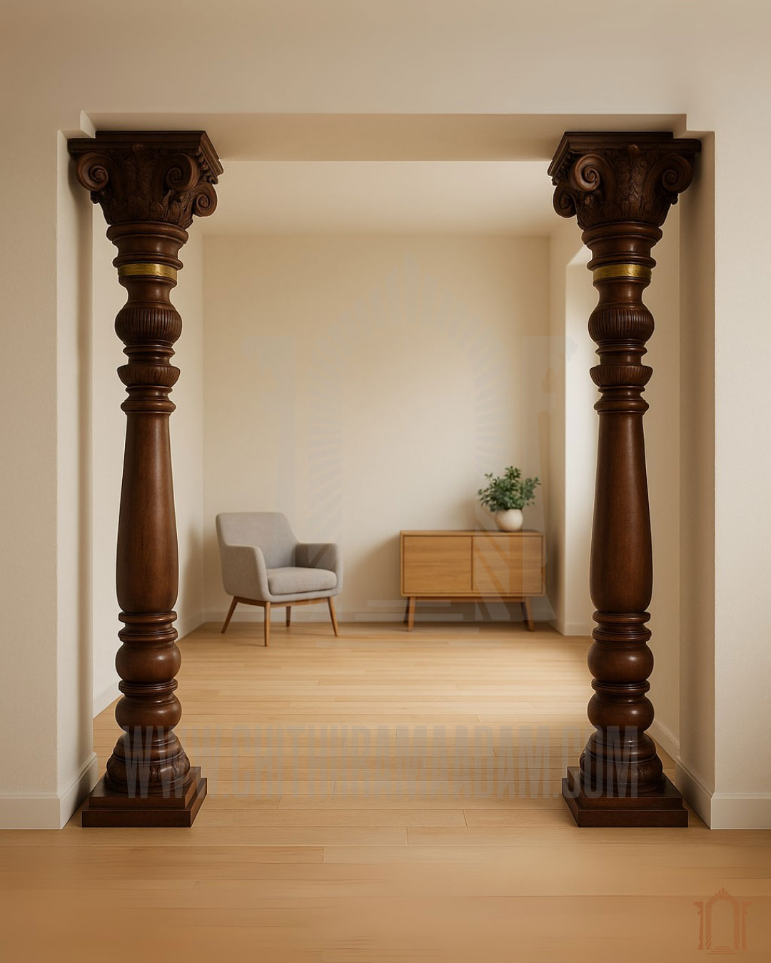 Ornate Wooden Pillar (Pair)