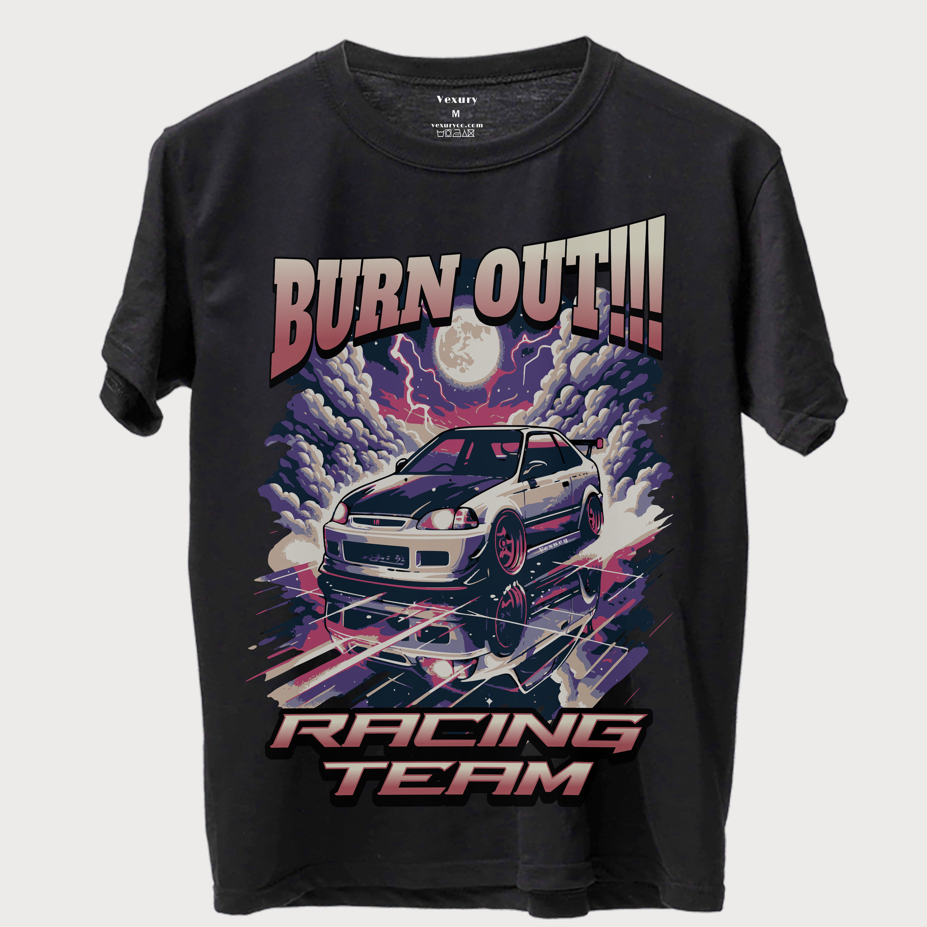 JDM Racing Graphic T Shirt Burnout Drift Car Japanese Streetwear Black Tee