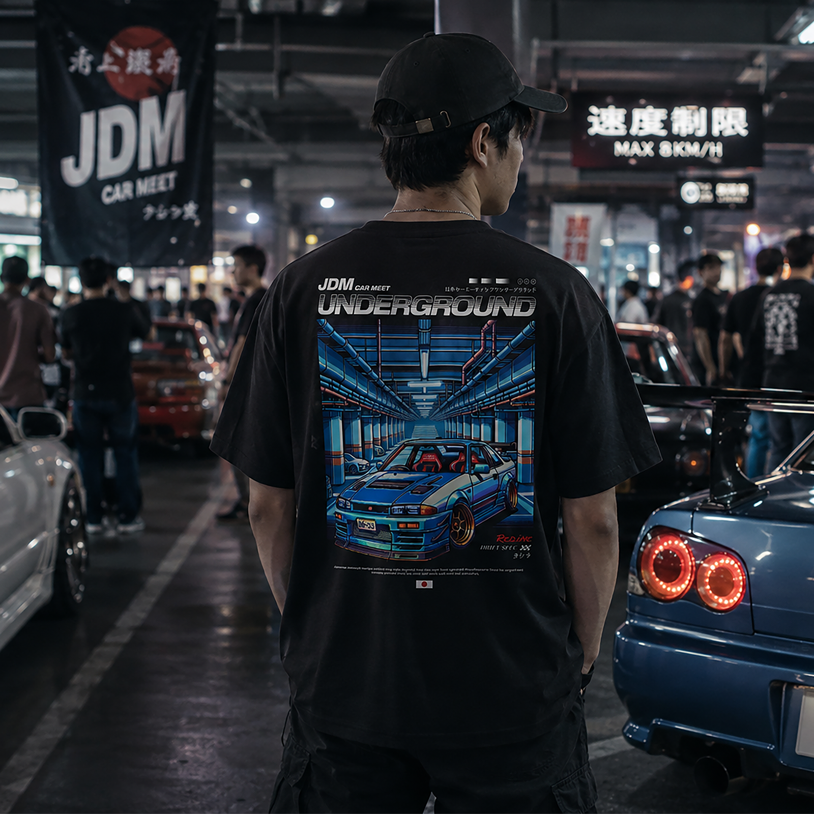 JDM Car Meet Underground Graphic T Shirt Japanese Drift Racing Streetwear Tee