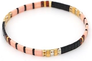 Pulsera Tila Rosa, Negro y Oro