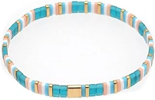 Pulsera Tila Turquesa, Rosa y Blanco