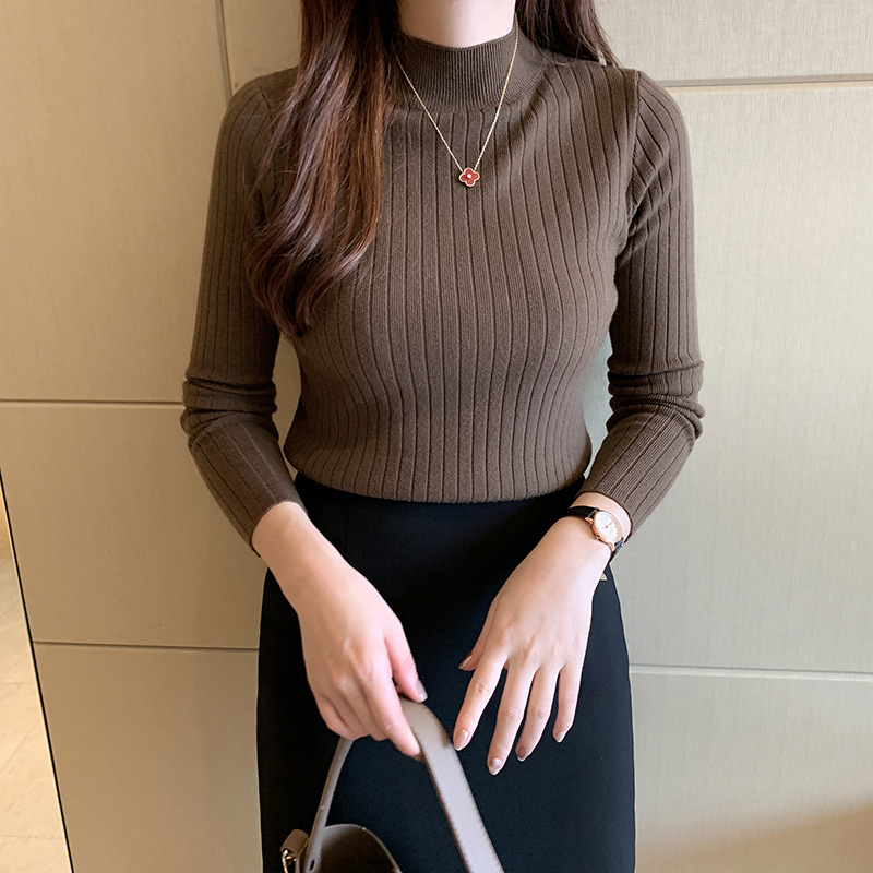 Ribbed Brown Knit Sweater