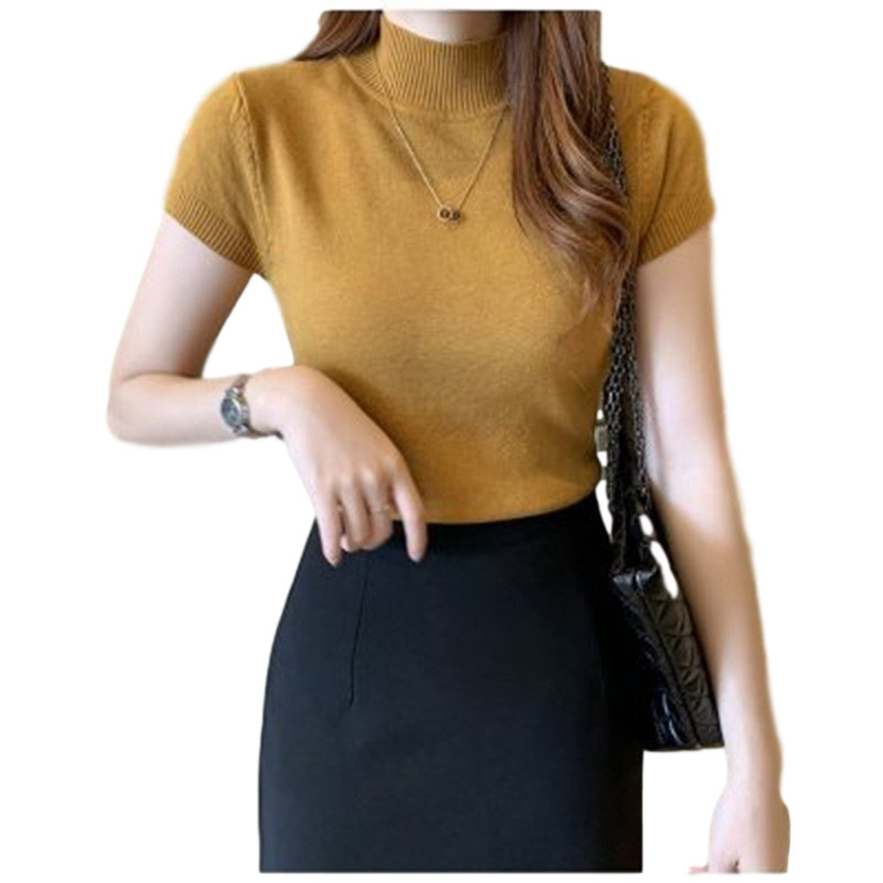 Women's Mustard Short Sleeve Knit Top