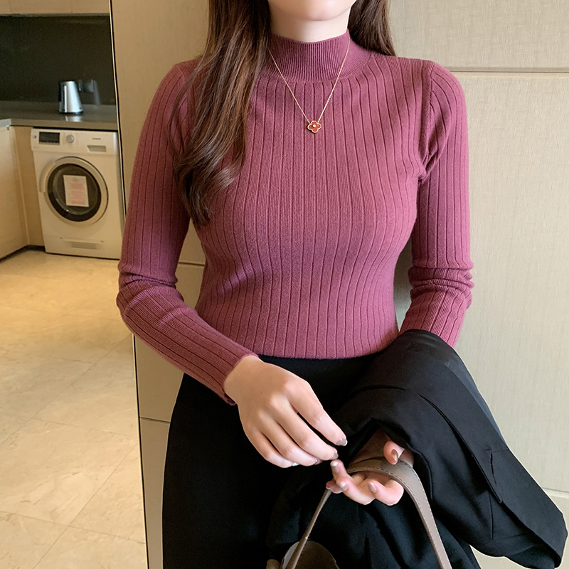 Ribbed Knit Turtleneck Sweater