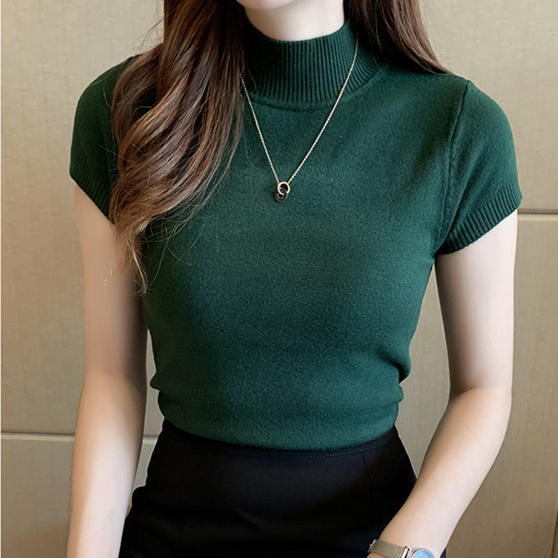 Women’s Short Sleeve Turtleneck Knit Top