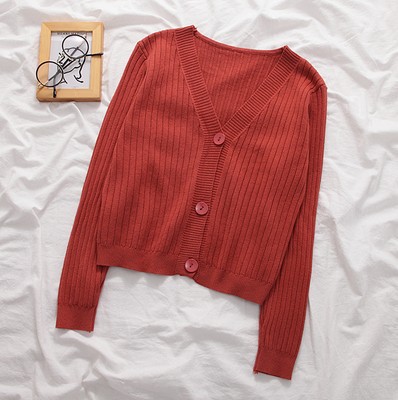 Women's Rust Ribbed Cardigan