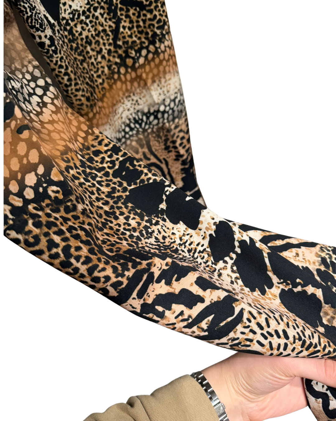 Pantaloni con motivo esotico-leopardato