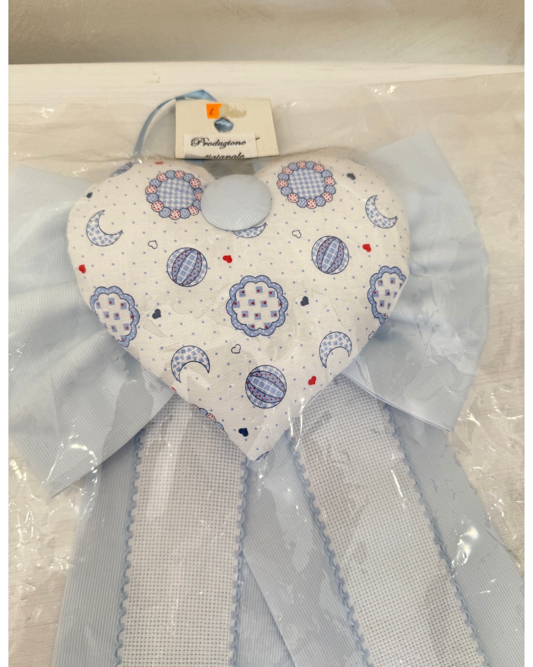 Fiocco nascita cuore azzurro