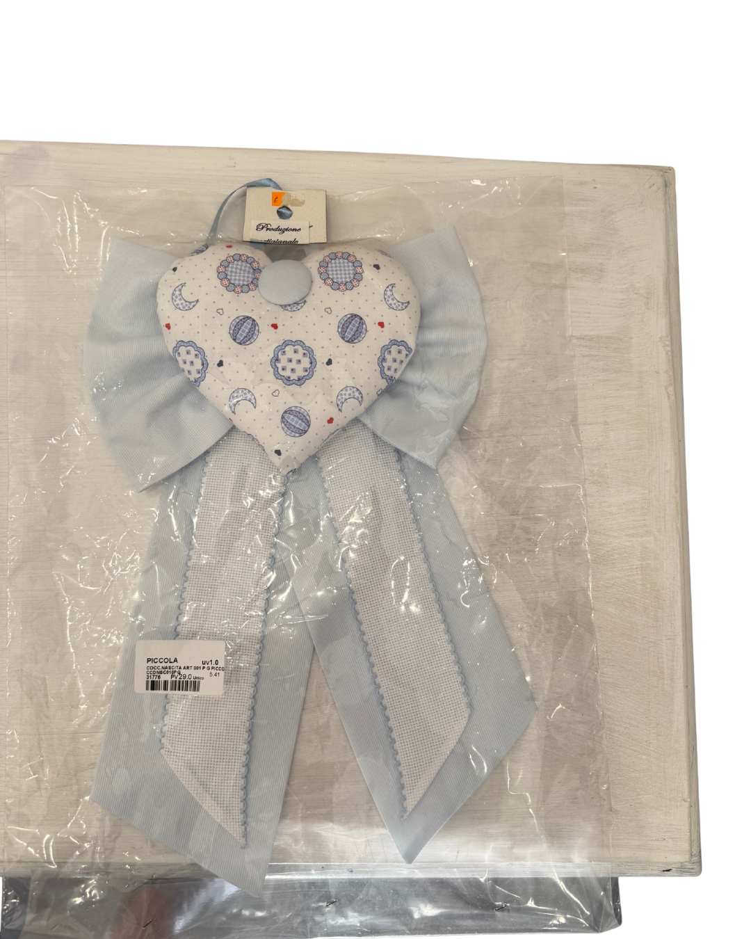 Fiocco nascita cuore azzurro