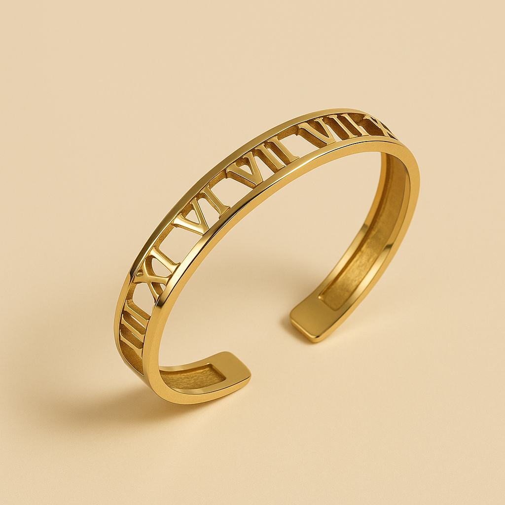 Brazalete en chapa de  oro con números romanos
