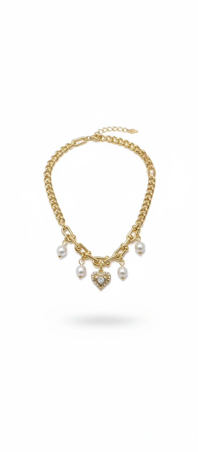 Pulso dorado con perlas