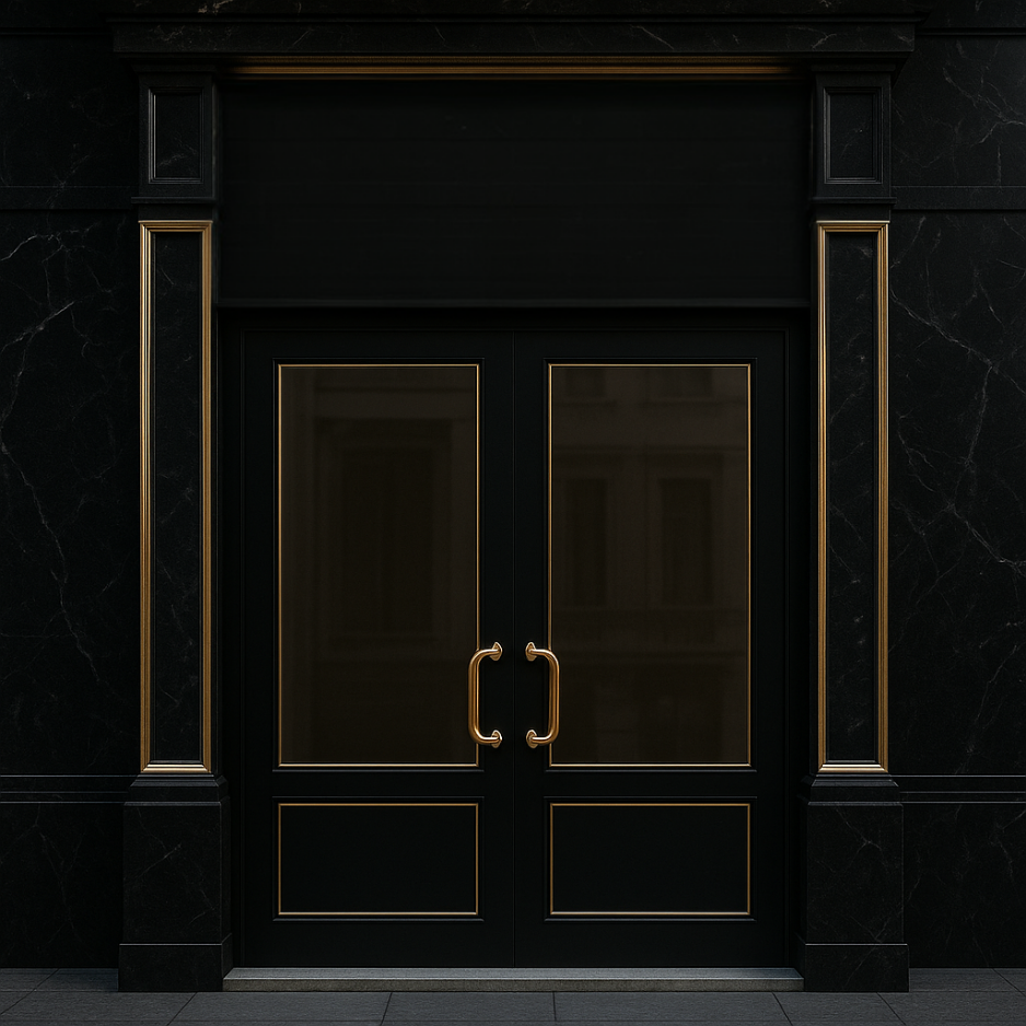 Download 1x1 square AI-designed storefront door