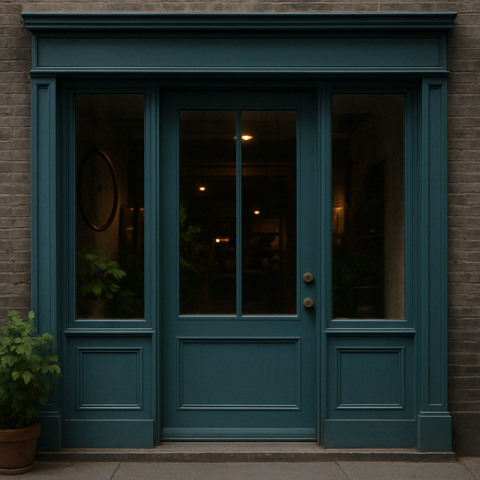 Download 1x1 square AI-designed storefront door