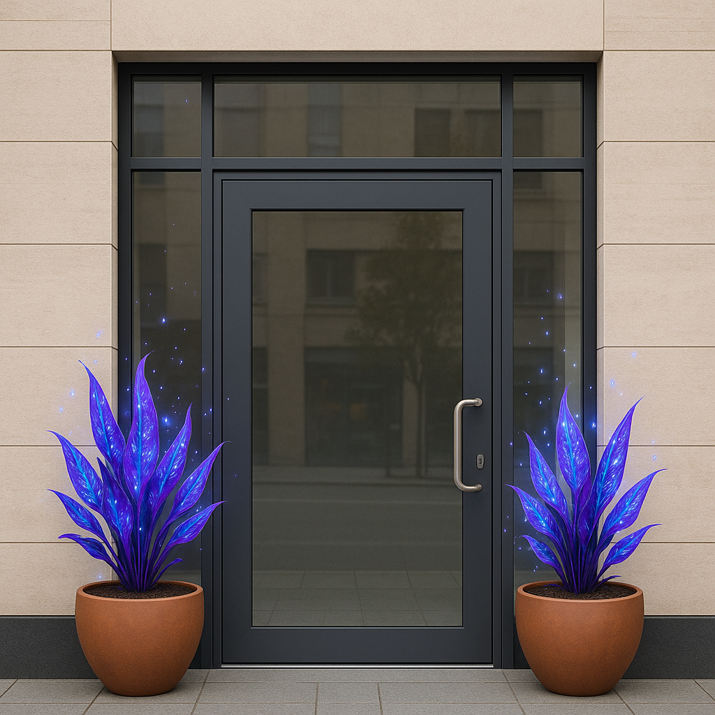 Futuristic Storefront Door Image (1024 × 1024) — Instant Download