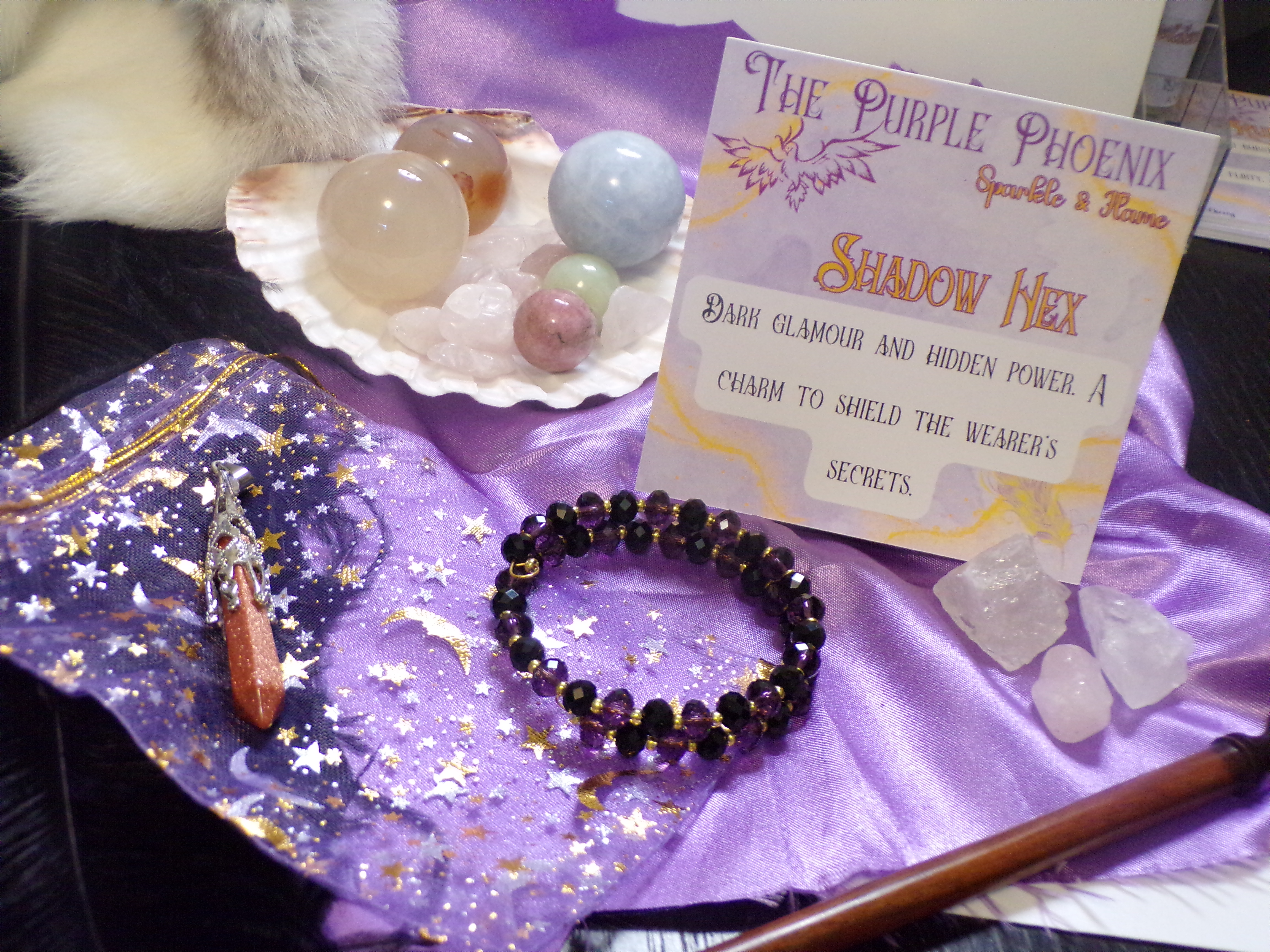 Shadow Hex Amulet: Memory Wire Bracelet