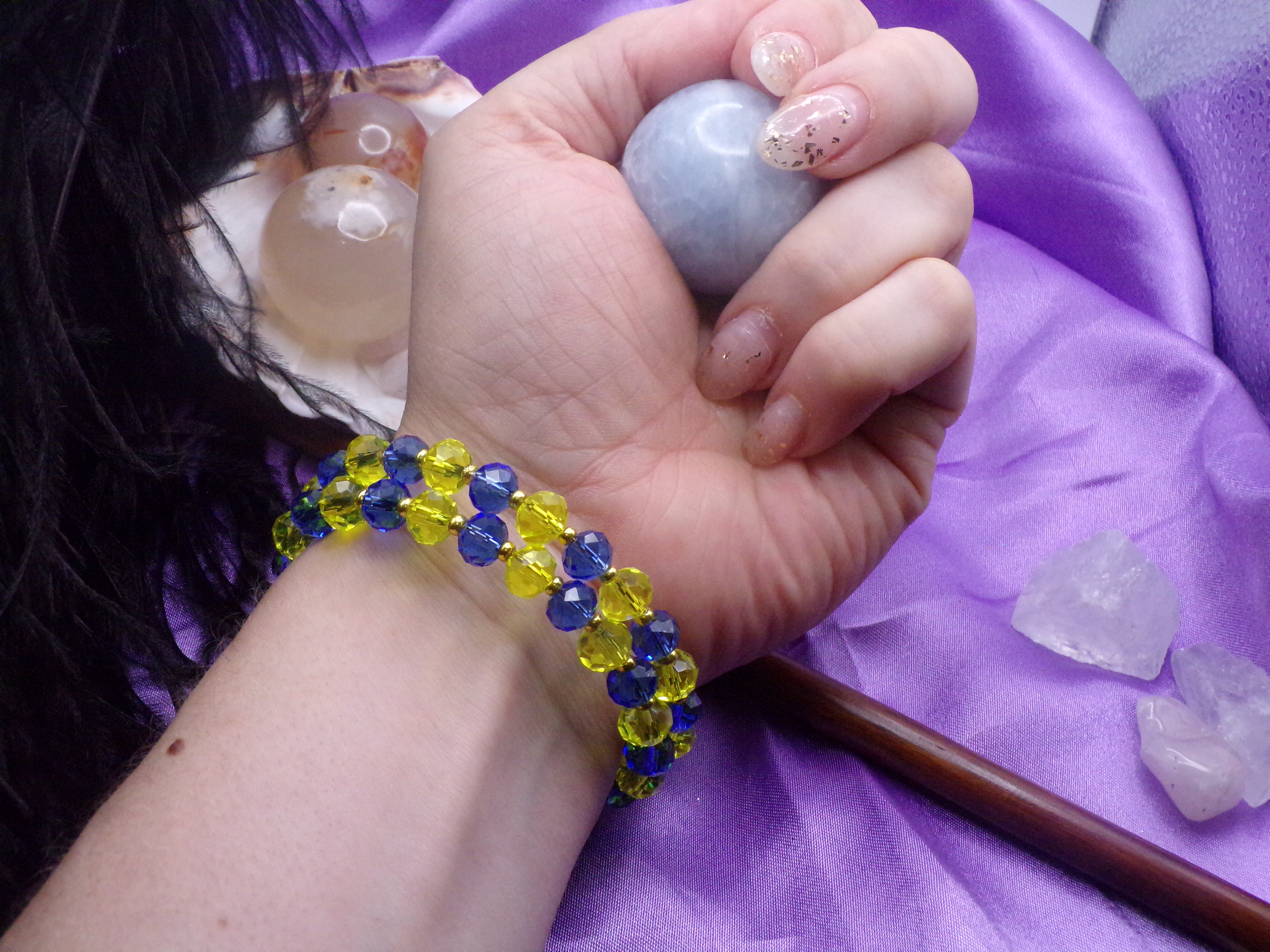 Sapphire Storm Amulet: Memory Wire Bracelet