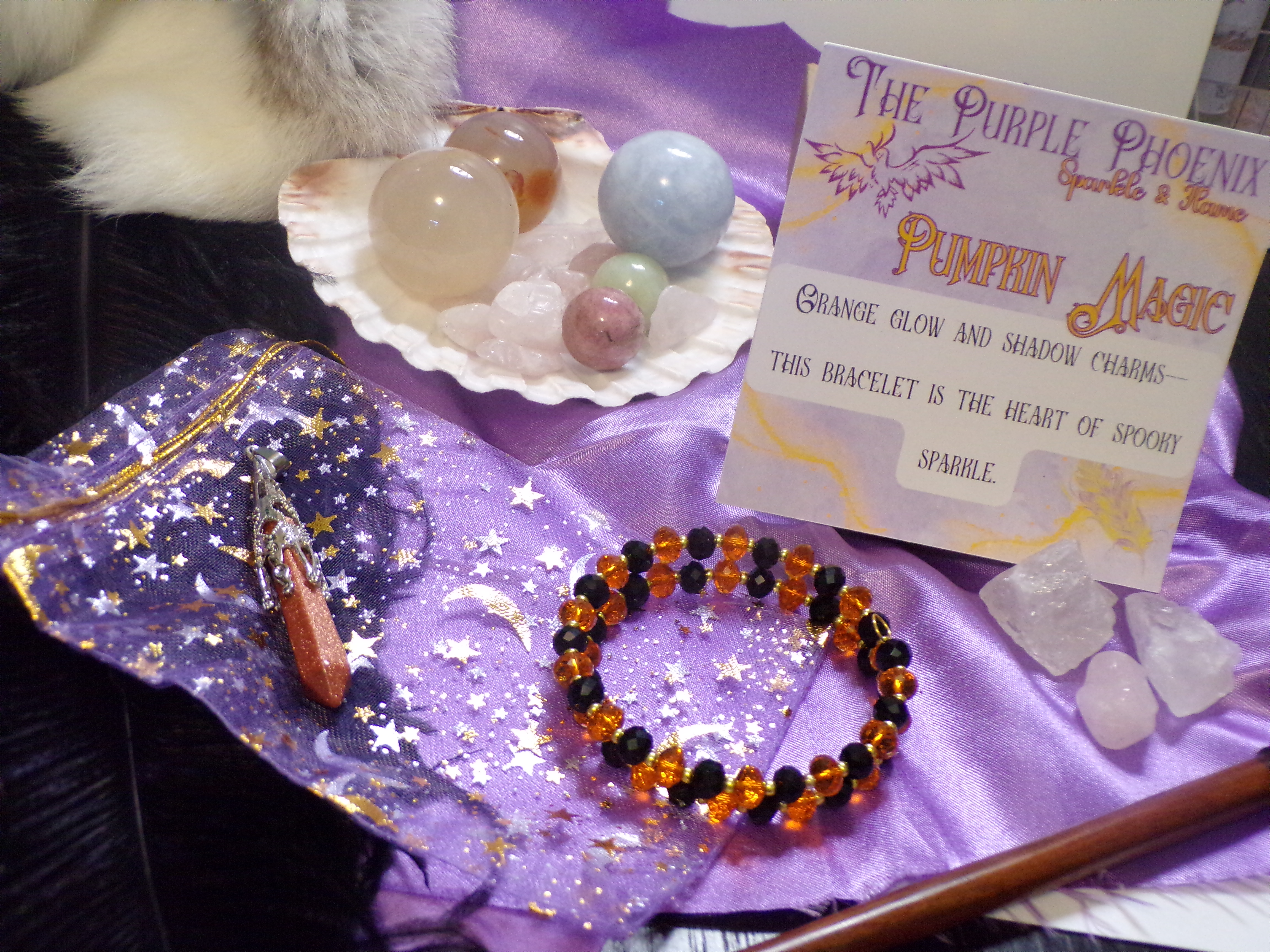 Pumpkin Magic Amulet: Memory Wire Bracelet