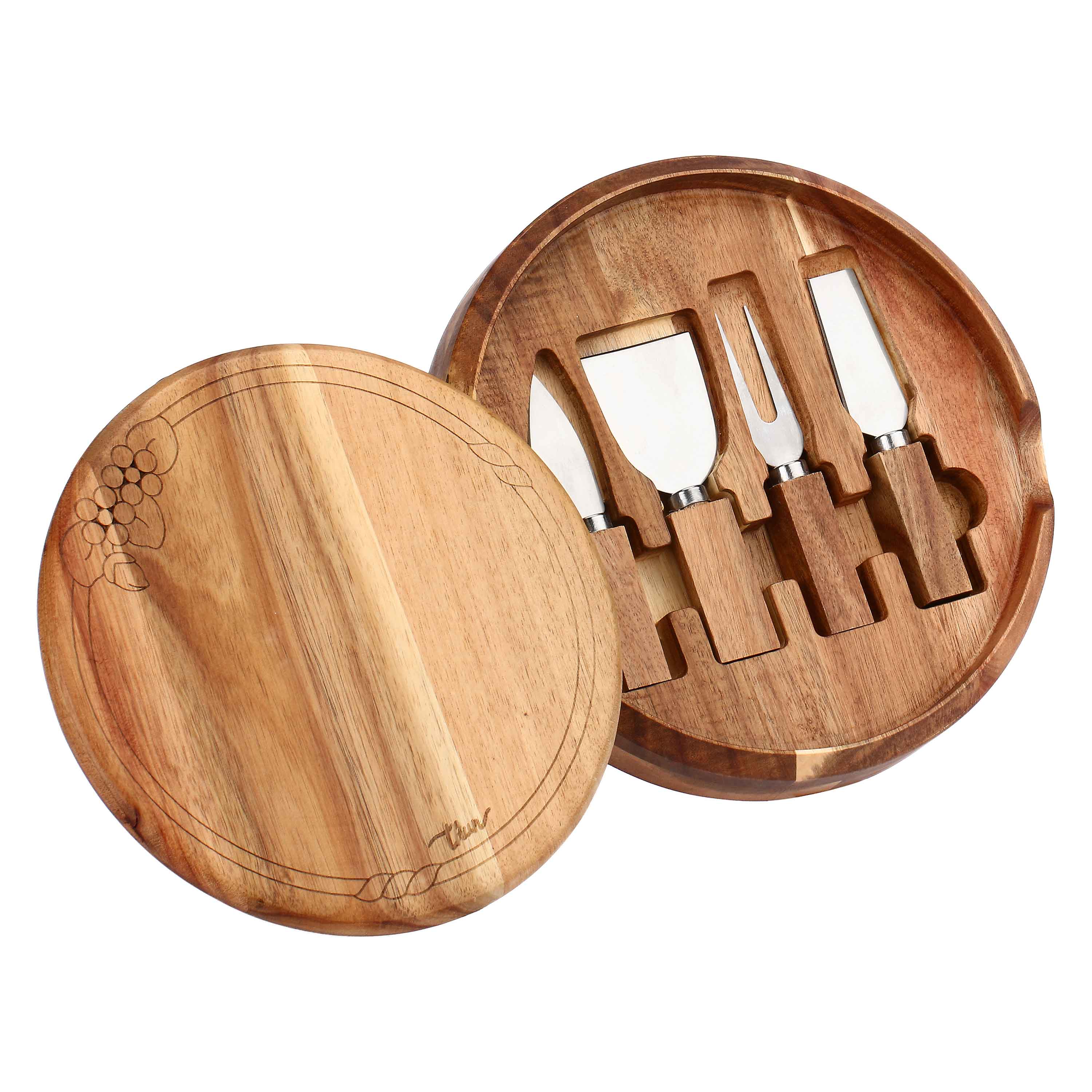 Set tagliere con coltelli formaggio Bloom