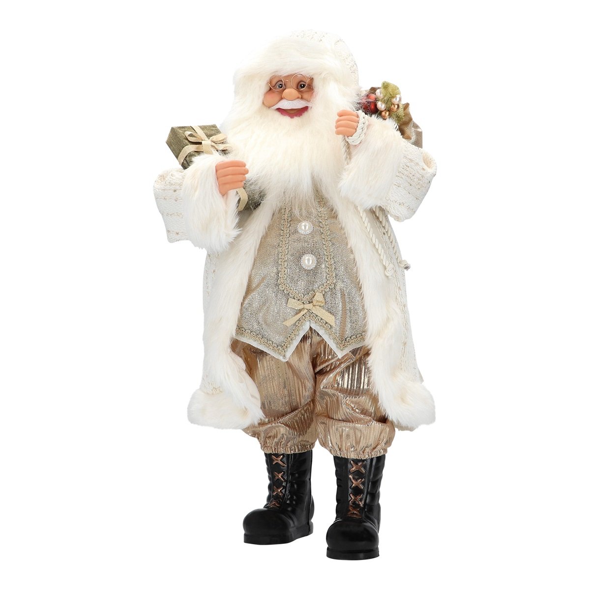 Babbo Natale bianco e oro H 60 cm