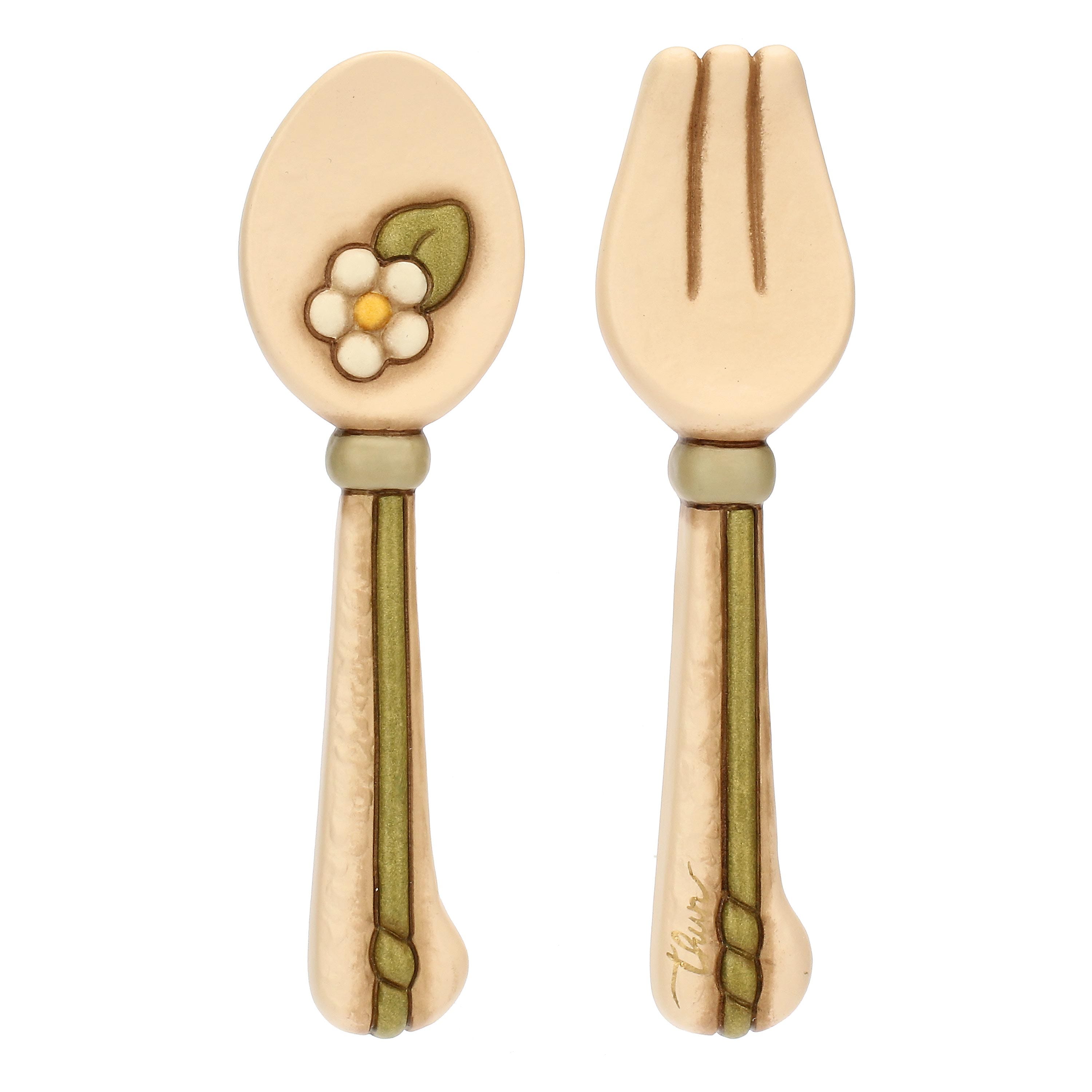 Set cucchiaio e forchetta da parete in ceramica Country Bloom piccolo